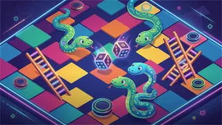 Snakes and Ladders game card art
