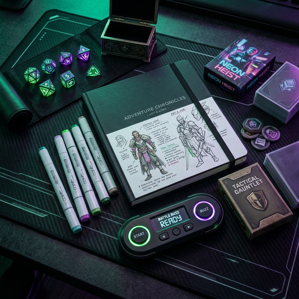 Game night gear laid out for a tactical session